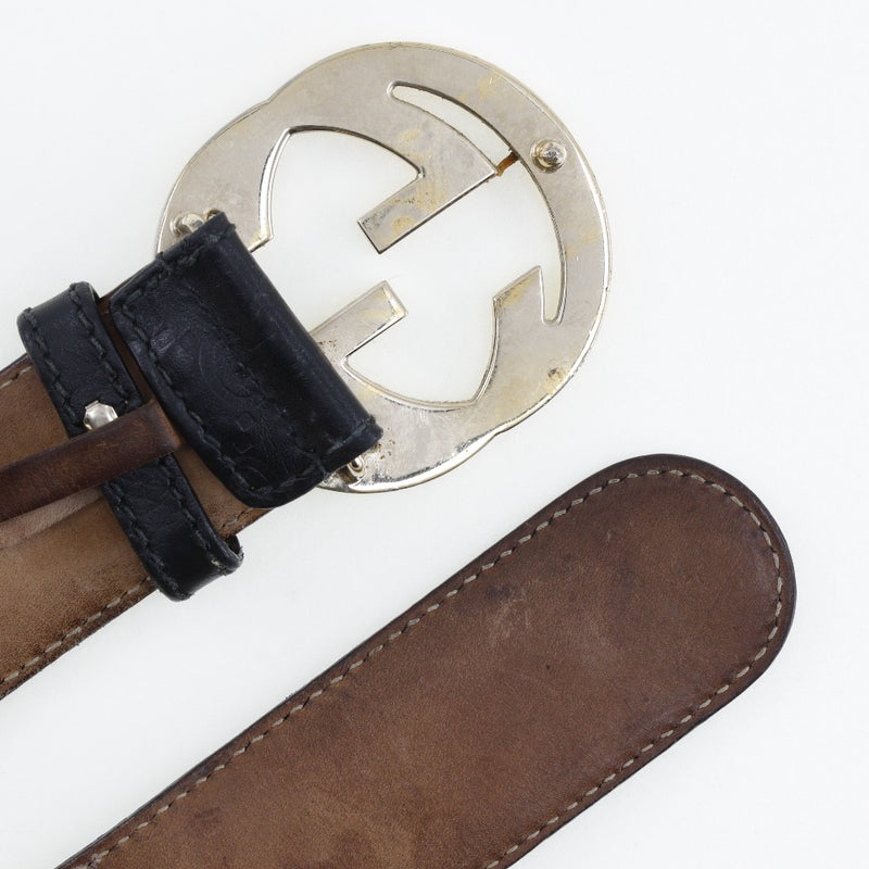 [GUCCI] Gucci 
 Interlocking belt 
 GG 114876 Shima Leather Black Interlocking Men's B-Rank