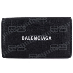 [BALENCIAGA] BALENCIAGA BB会标徽标6连续皮革X PVC黑色男女蛋白盒关键案例