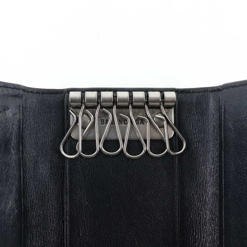 [BALENCIAGA] Balenciaga BB monogram logo 6 consecutive leather x PVC black unisex key case