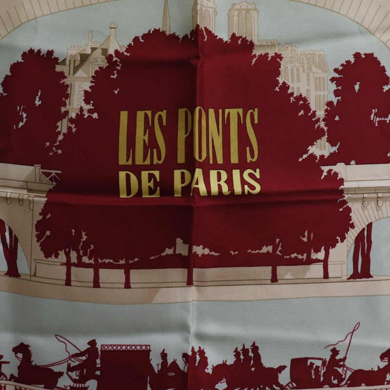 HERMES】エルメス カレ90 LES PONTS DE PARIS パリの橋 シルク 赤
