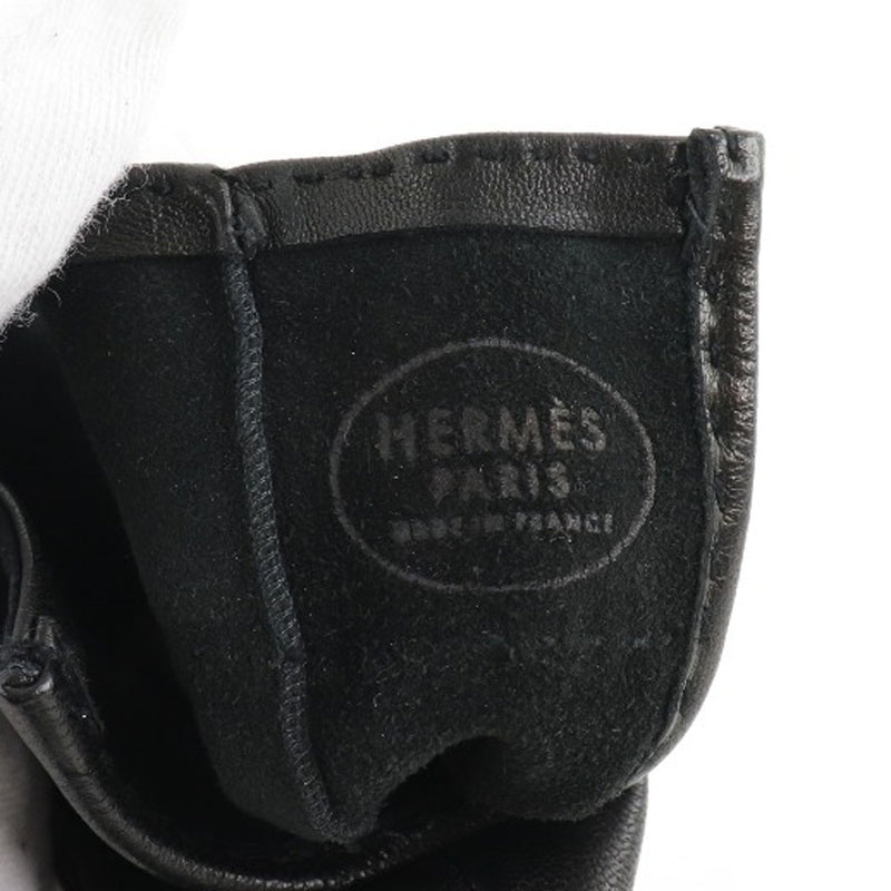 【HERMES】エルメス
 コリエドシアン メドール グローブ ラムスキン×スウェード 黒 レディース 手袋