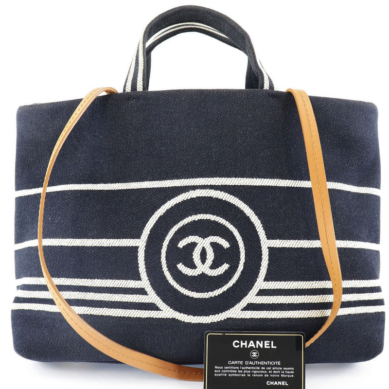 CHANEL] Chanel 2way shoulder Coco Mark A92240 Canvas x Leather Navy L –  KYOTO NISHIKINO