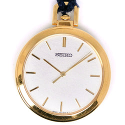 [SEIKO] SEIKO SWQQ002 골드 도금 금 쿼츠 아날로그 디스플레이 유니니스 섹스 흰색 다이얼 포켓 시계