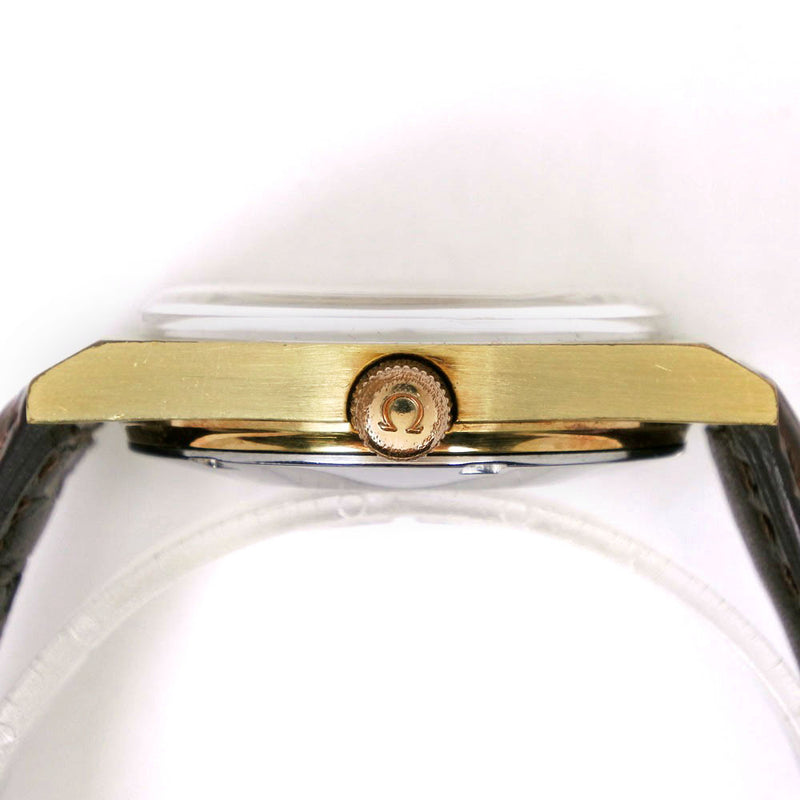 【OMEGA】オメガ
 デビル/デヴィル cal.1481 金メッキ×レザー 茶 手巻き メンズ シルバー文字盤 腕時計