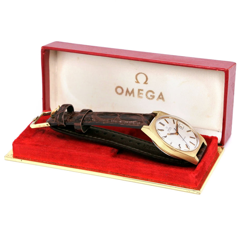 [Omega] Omega Devil/Devil Cal.1481 Goldia de oro x Reloj de plata de plateado para hombres rallado de té de cuero