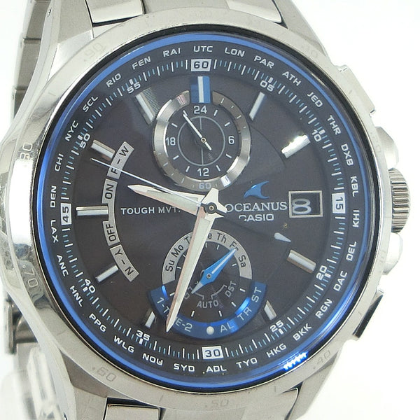 【CASIO】カシオ
 オシアナス OCW-T1000-1AJF シルバー ソーラー電波時計 アナログ表示 メンズ ブラック/ブルー文字盤 腕時計