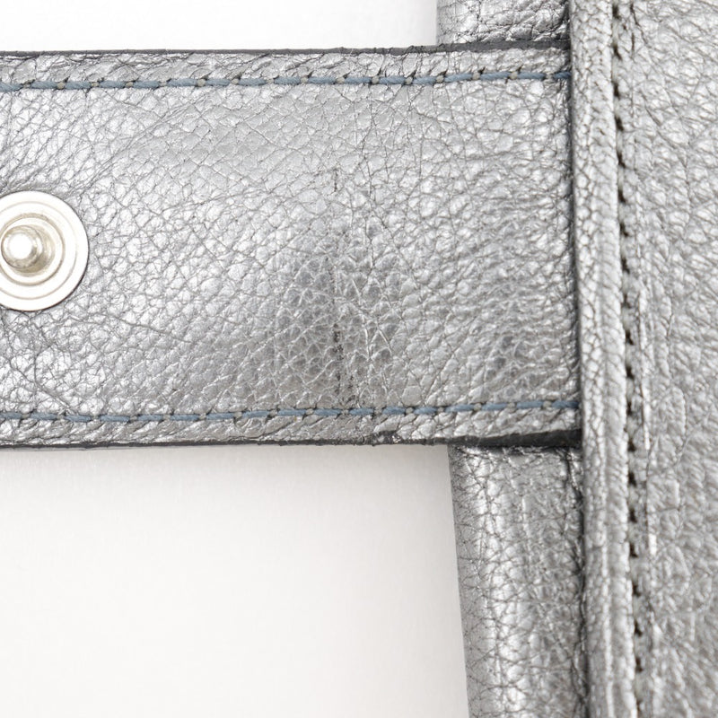 [Salvatore Ferragamo] Salvatore Ferragamo Logo Leather Silver Ladies Bi -fold Wallet
