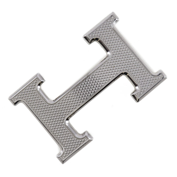 [HERMES] Hermes H Belt Guilloche Buckle Only Metal Silver Unisex Belt A+Rank