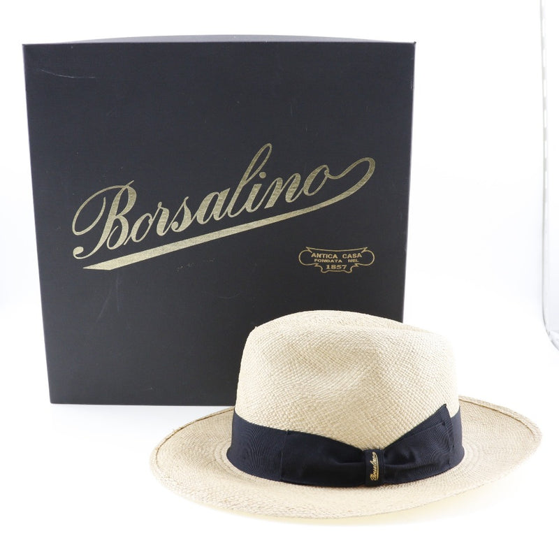 【Borsalino】ボルサリーノ
 その他帽子
 パナマハット ストロー ベージュ/黒 メンズAランク