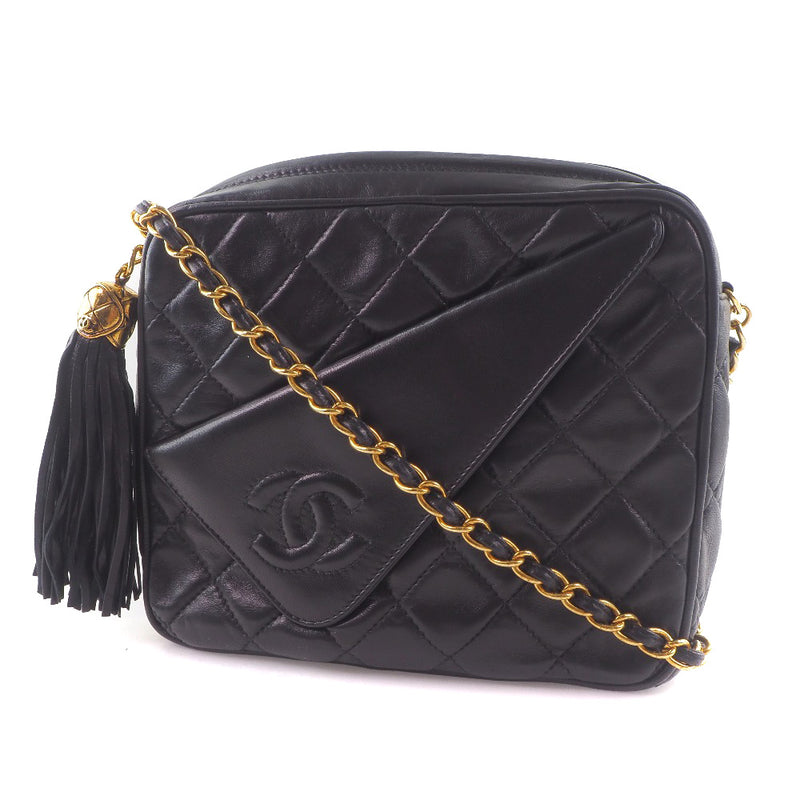 [CHANEL] Chanel Chain Shoulder Tassel Matrasse Fringe Rumskin Black Ladies Shoulder Bag