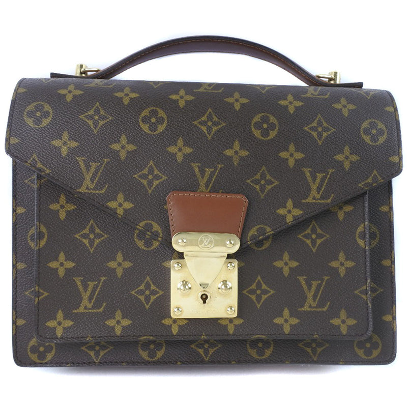 [LOUIS VUITTON] Louis Vuitton Mongon Saw M51185 Monogram canvas tea SR0977 engraved Ladies Handbag B-Rank