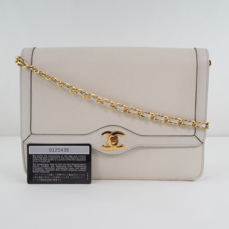 [Chanel] Chanel cadena de hombro Vintage becerro de ternero blancos bolso de hombro