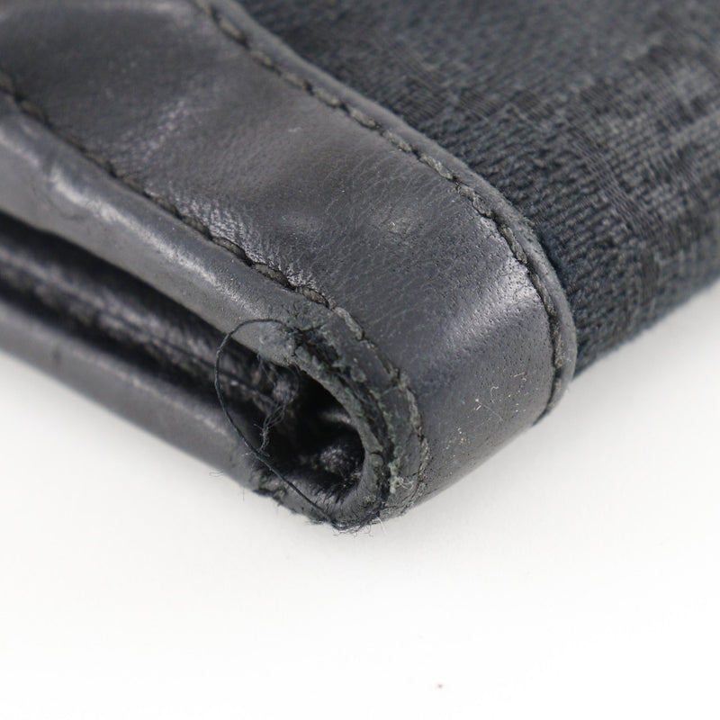 [Gucci] Gucci Bi-Fold Wallet 145747 GG Canvas Black Snap Button Ladies B-Rank
