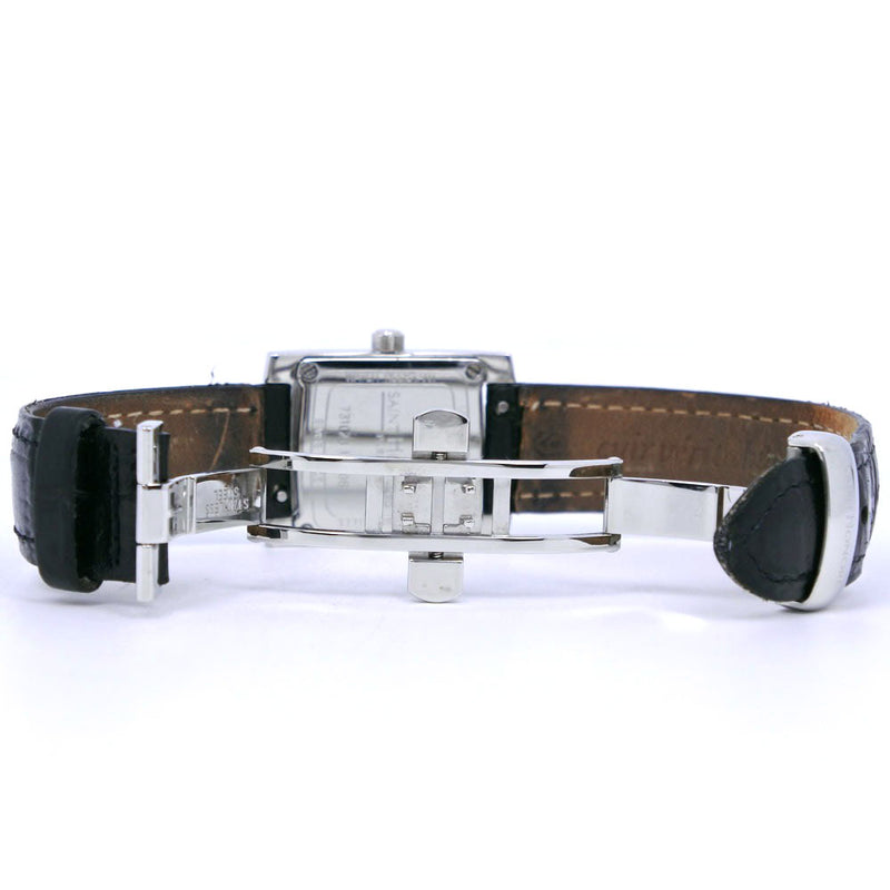 [Saint Honore] Santonore Orsecare Besel Diamond 7310281-C06 Stainless Steel x Leather Black/Silver Quartz Analog Ladies Black Dial Watch A-Rank
