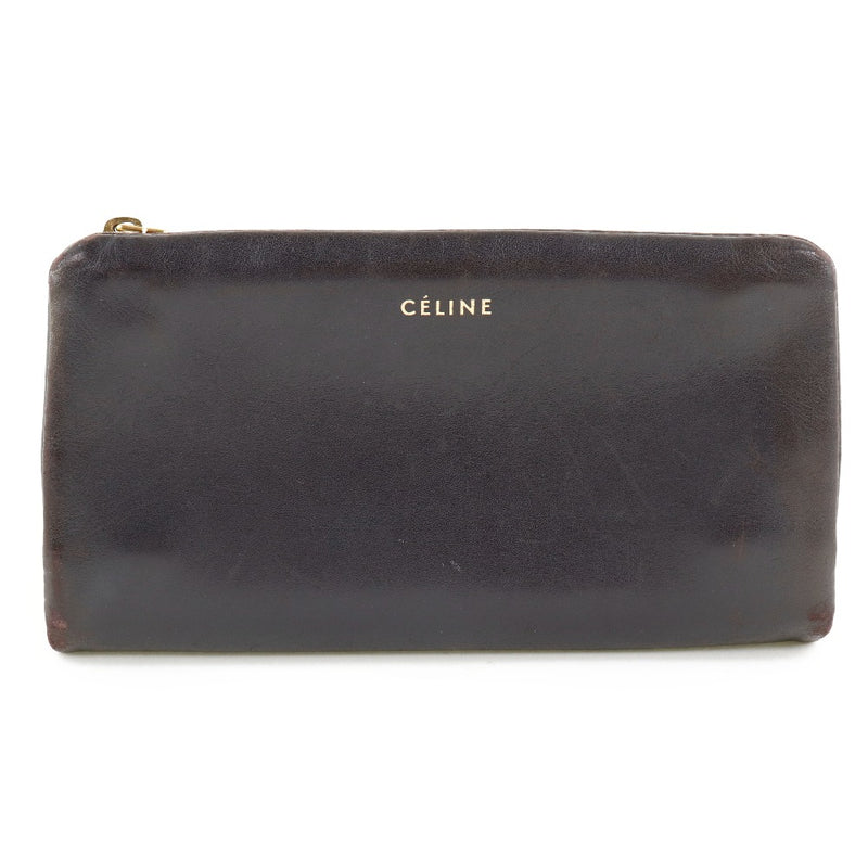 [Celine] Celine Calf x Swed Black Ladies Long Wallet B-Rank