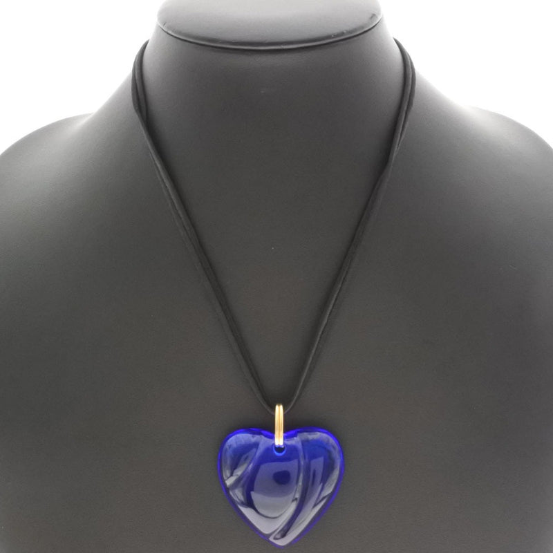 [BACCARAT] Baccarat Heart Crystal Blue/Black Ladies Necklace A Rank