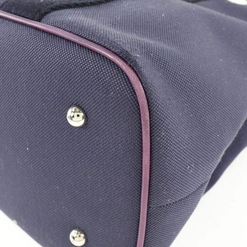 [Loewe] Loebe Tote Bag 2way肩膀Voyager帆布X皮革紫色女士2Way快照纽扣女士