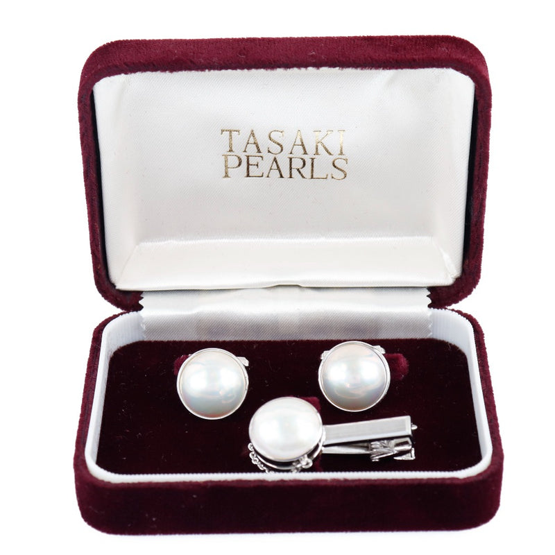 [TASAKI] Tasaki Typin Set Pearl Silver x Pearl Men's Cuffs