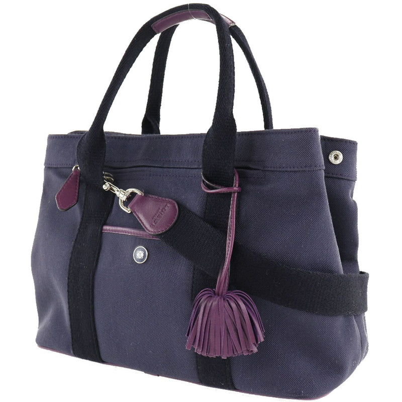 [Loewe] Loebe Tote Bag 2way Hearing Voyager Canvas x Leather Purple Lady 2way Snap Button Ladies