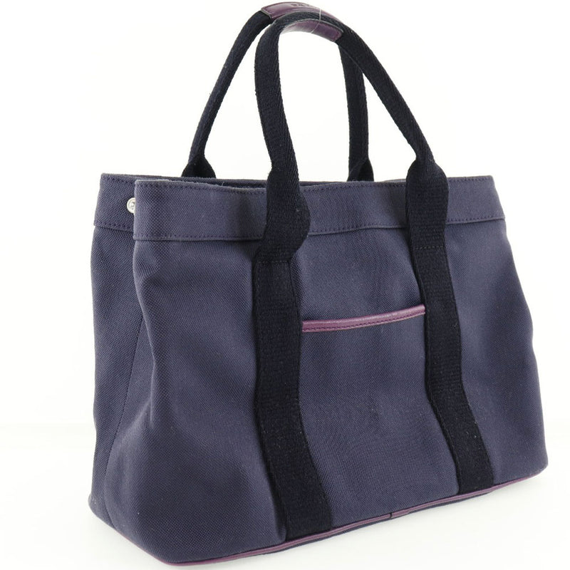 [Loewe] Loebe Tote Bag 2way肩膀Voyager帆布X皮革紫色女士2Way快照纽扣女士