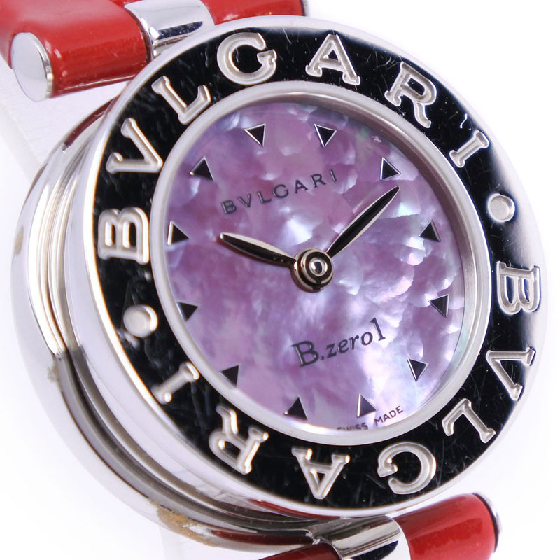 [BVLGARI] Bulgari B-ZERO1 Beezero One BZ22S Stainless Steel x Leather Silver Quartz Analog Lord Ladies Purple Shell Dial Watch A-Rank