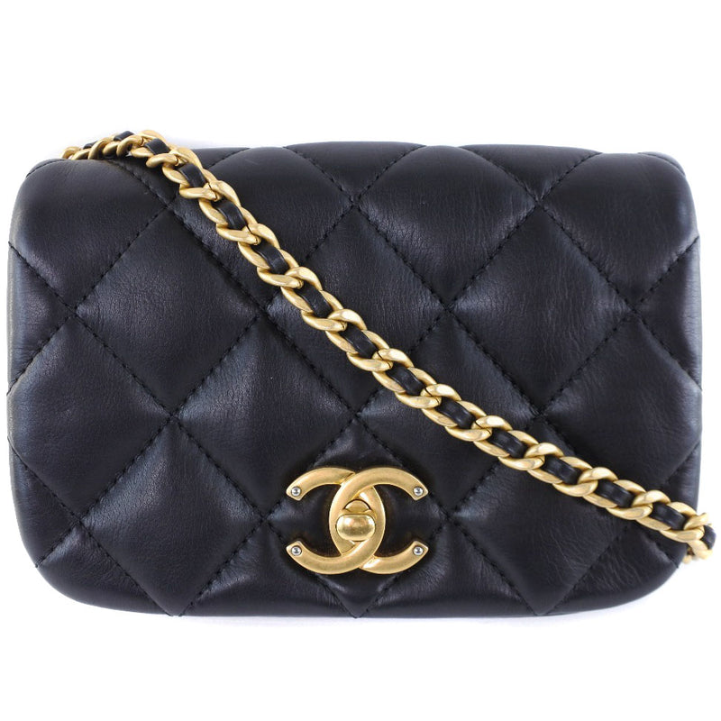 [Chanel] Chanel cadena hombro minimi mraSse 17 bolsas de hombro de damas negras de piel de cordero