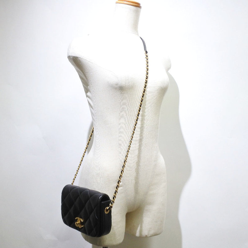 [CHANEL] Chanel Chain Shoulder Minimi Mrasse 17 Full Flap Lambskin Black Ladies Shoulder Bag A Rank