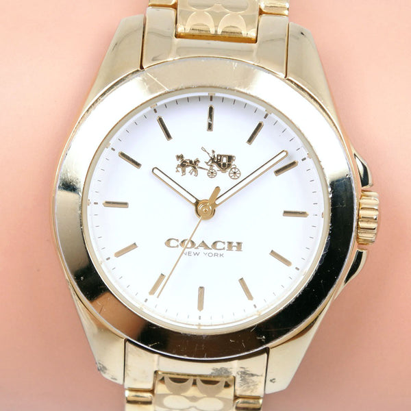 [Entrenador] entrenador firma ca.67.7.34.0986 Gold de acero inoxidable Gold Quartz Display Ladies White Dial Watches White Dial Watches
