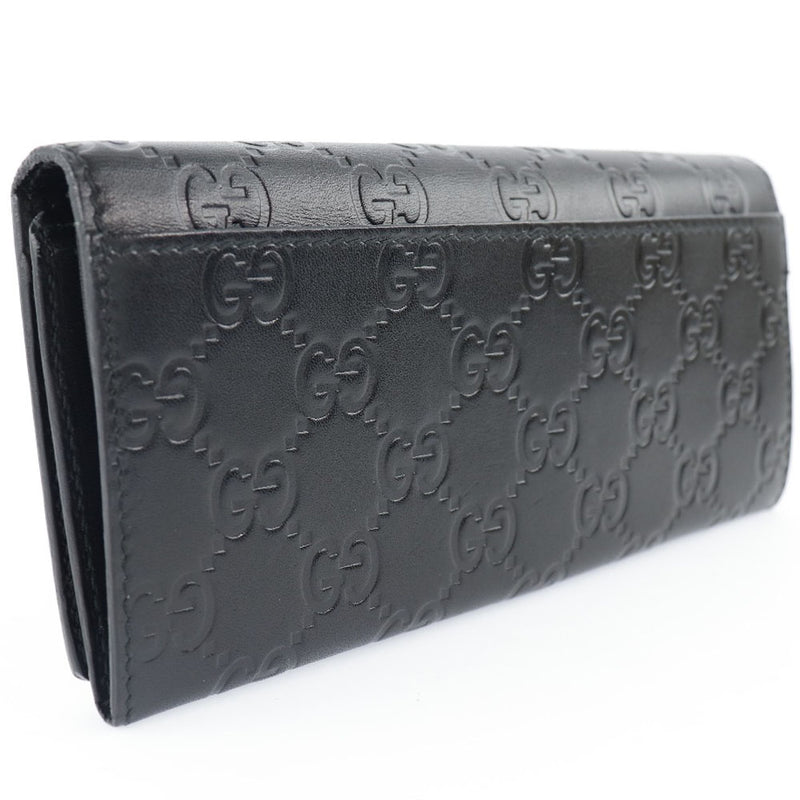 [GUCCI] Gucci GG Shima Leather Black Unisex Long Wallet A Rank
