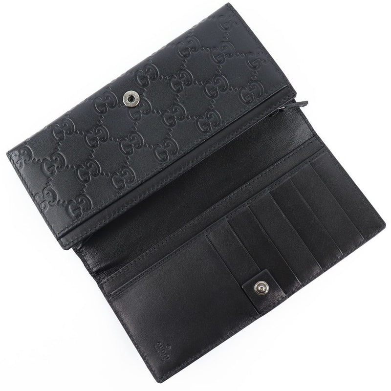 [Gucci] Gucci GG Shima Leather Black Unisex Unisex Long Wallet A Rank