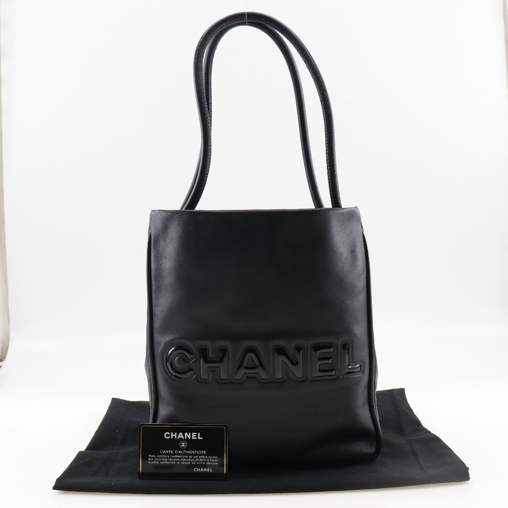 CHANEL】シャネル カメリア トートバッグ ロゴ ラムスキン×エナメル 黒
