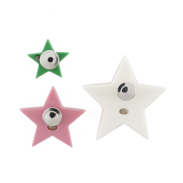 【CHANEL】シャネル
 ココマーク スター 星型 3点セット プラスチック×金属製 白/ピンク/緑 04C刻印 レディース ブローチ
A-ランク