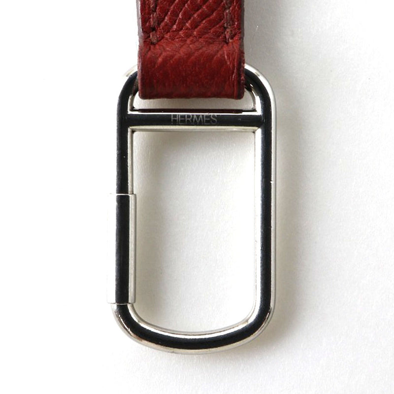 [HERMES] Hermes leather red unisex key ring