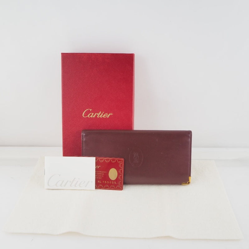 [Cartier] Cartier Mastline Calf Bordeaux Ladies Long Wallet