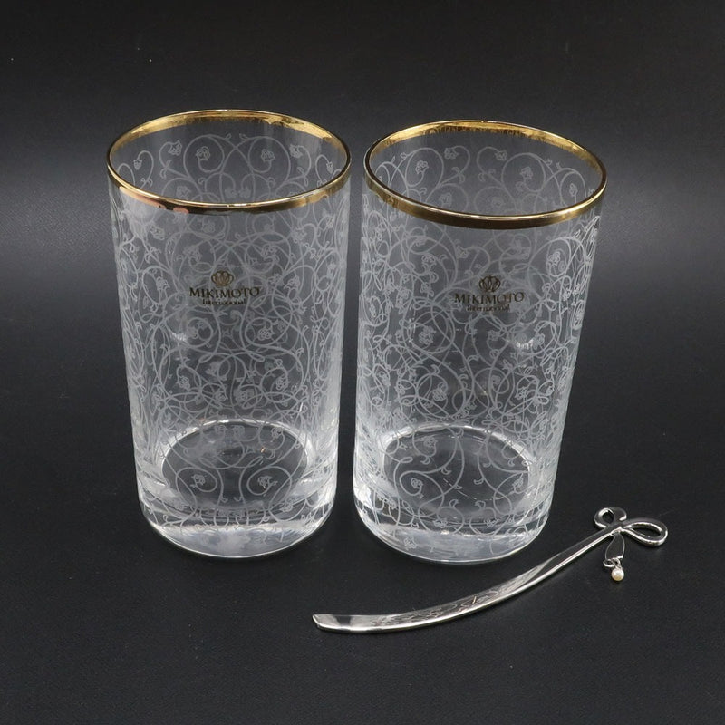 【MIKIMOTO】ミキモト
 グラス&真珠付きマドラー 2客セット ペアグラス _ グラス
Sランク