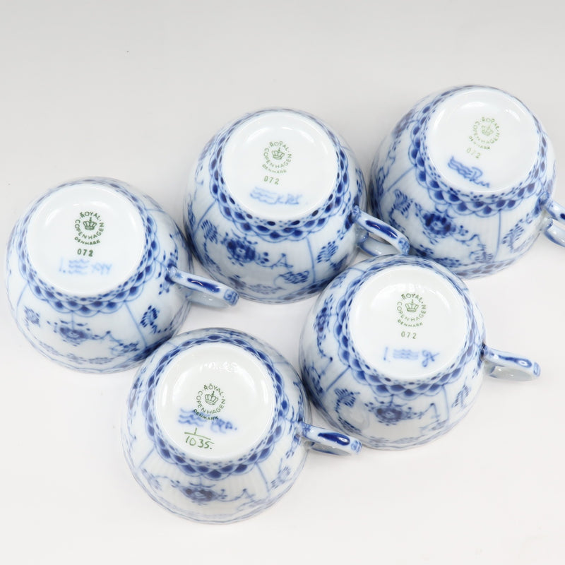 [Royal Copenhagen] Royal Copenhagen Blue Fluted Full Race Cup & Saucer × 5 Poserine Blue Fluted Full Race_a Rank