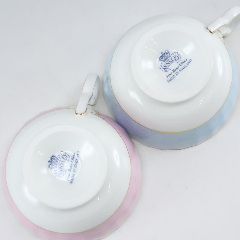 [AYNSLEY] Einzlay Aisian Rose Tableware Cup & Saucer & Plate x 2 Blue & Pink Asian Rose_a- Rank