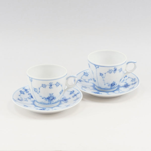 [皇家哥本哈根]皇家哥本哈根蓝色长笛普通杯和碟×2个瓷器蓝色凹槽平面_S等级