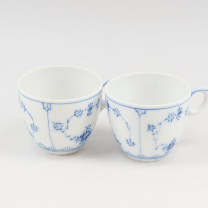 [皇家哥本哈根]皇家哥本哈根蓝色长笛普通杯和碟×2个瓷器蓝色凹槽平面_S等级