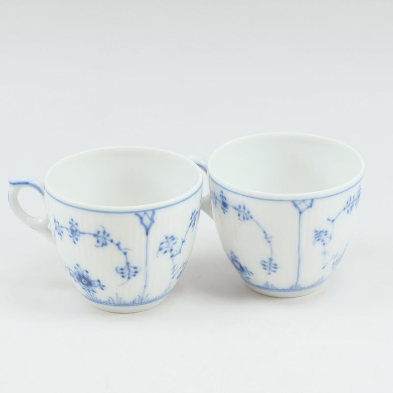 [Royal Copenhagen] Royal Copenhagen Blue Fluteed Plain Cup & Saucer × 2 Porcelain Blue Fluted Plane_S Rank