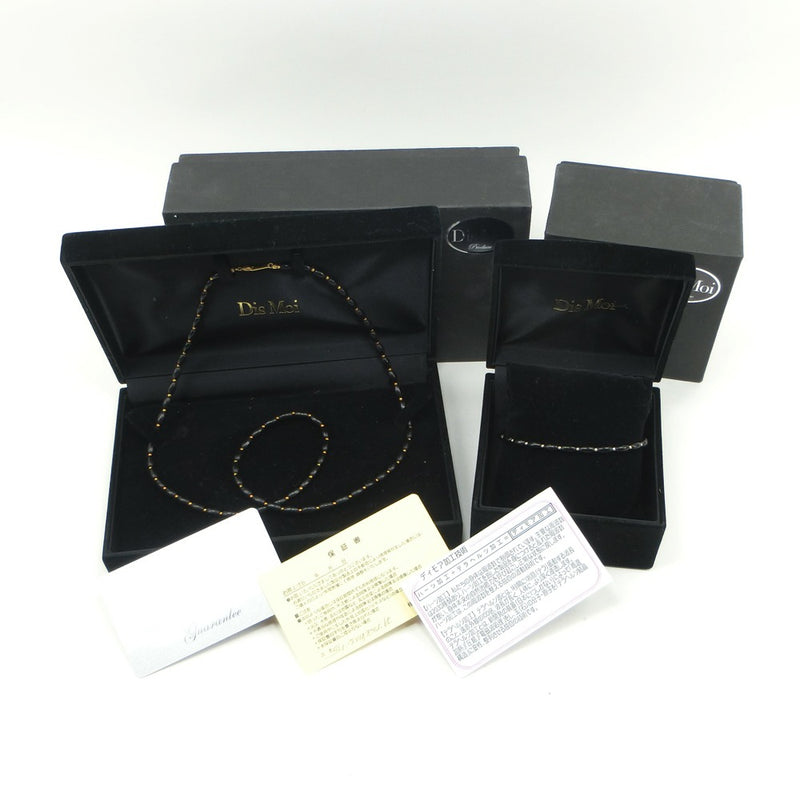 [DIS MOI] Dimoa Black Silica Necklace (65cm) & Bracelet (20cm) K18 Yellow Gold Ladies Necklace