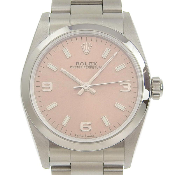 [Rolex] Rolex Oyster Propultur 77080 Automático de acero inoxidable Boys Boys Pink Dial Watch A Rank