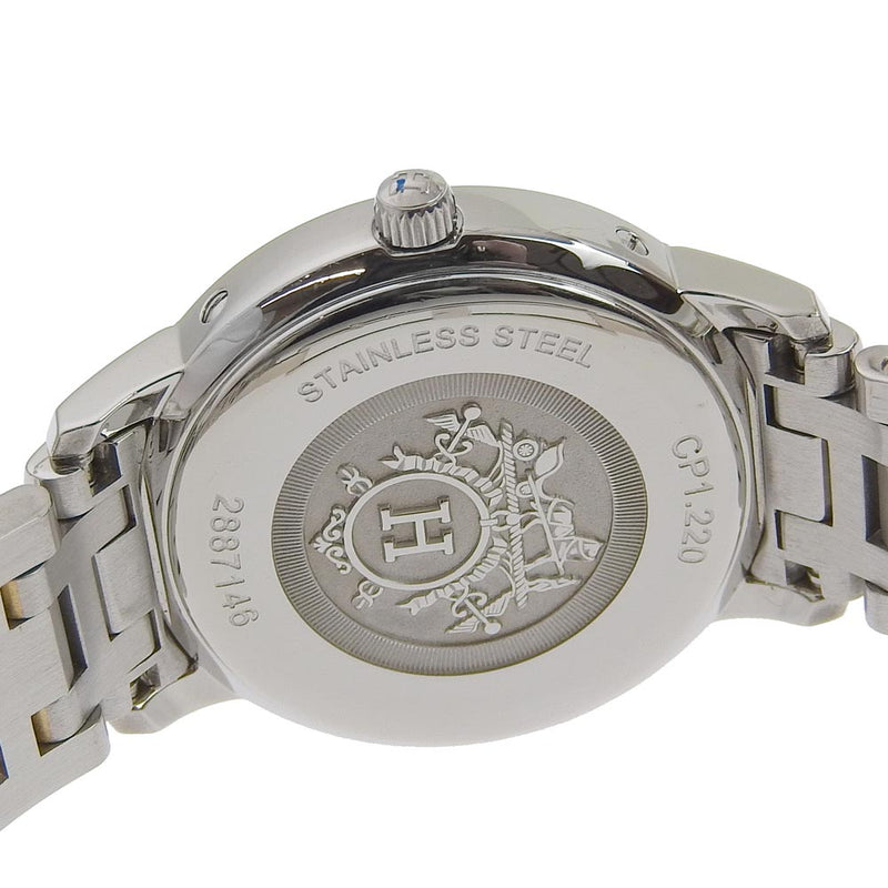 [爱马仕]爱马仕 
 剪手手表 
 CP1.220不锈钢银石英模拟显示白色外壳拨号夹女士