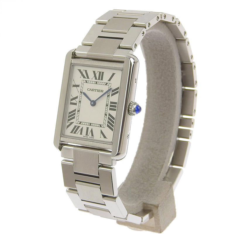 [Cartier] Cartier Tank Solo LM W5200014 Stainless steel Quartz Analog display Men White Dial Watch A-Rank