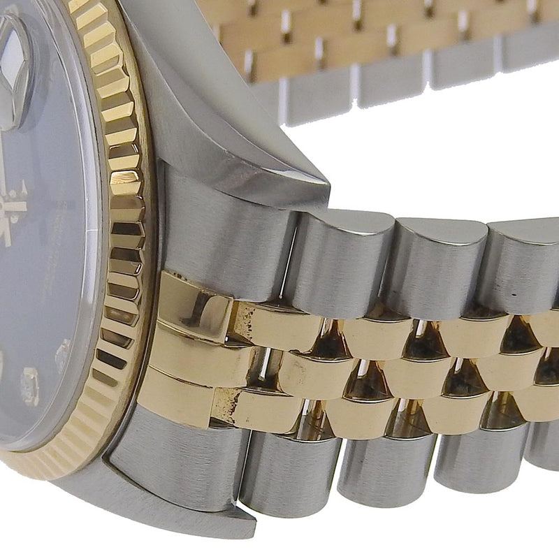【ROLEX】ロレックス
 デイトジャスト K番 10Pダイヤ 16233G K18イエローゴールド×ステンレススチール ブルーグラデーション シルバー 自動巻き メンズ 青文字盤 腕時計
A-ランク