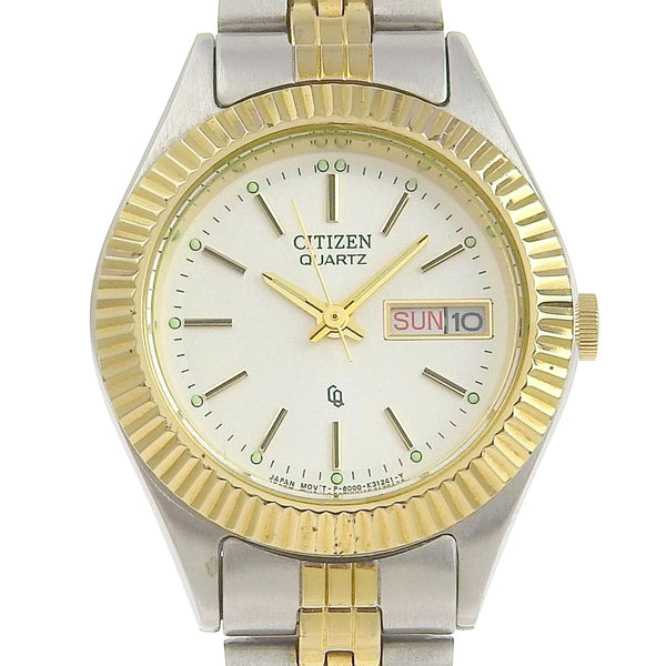[CITIZEN] Citizun Daydate Watch 6000-K09346 Stainless steel x gold plating silver quartz analog display white dial DAY DATE Ladies