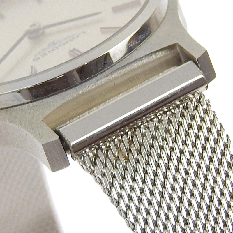[Longines] reloj de marcación de dial de plata rallado de acero inoxidable de acero inoxidable longine
