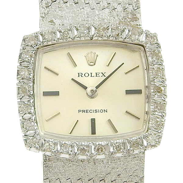 [ROLEX] Rolex 
 Precision watch 
 Diamond Besel Cal.1400 2652 K18 White Gold Silver hand -rolled silver dial Precision Ladies