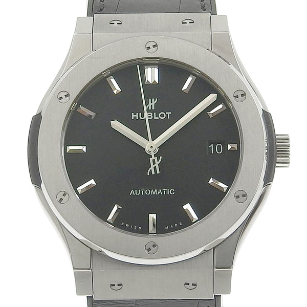 [HUBLOT] Hublot Classic Fusion 511.nx.1171.lr Titanium x Leather Black Silver Automatic Wind Men's Black Dial Watch