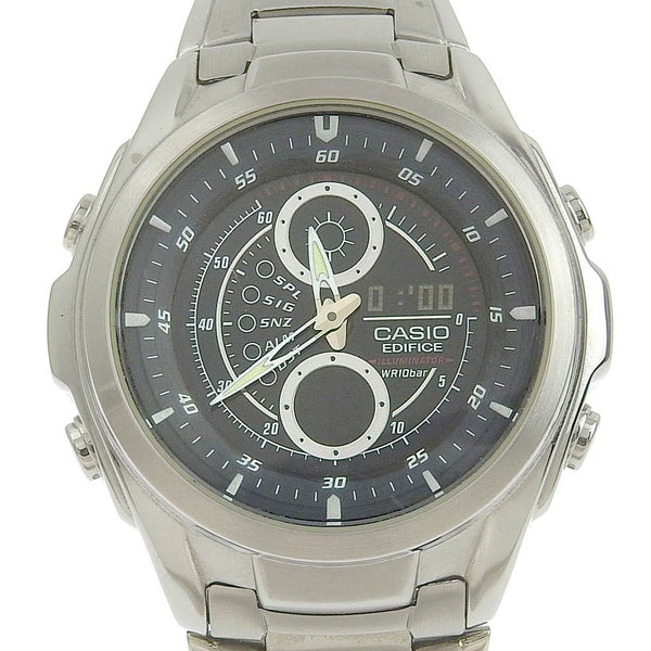 [CASIO] Casio EDIFICE EFA-116 Stainless steel Steel Silver Quartz Anadisi Display Men's Black Dial Watch